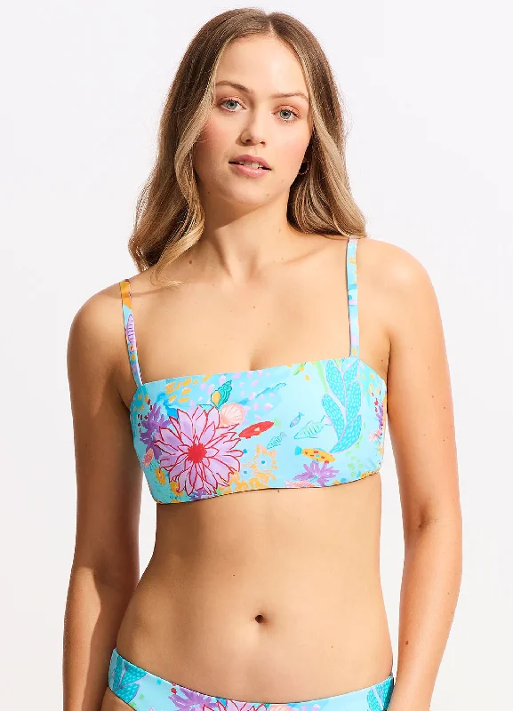 High-cut bikini bottom-Under The Sea DD Tank Bikini Top - Blue Mist