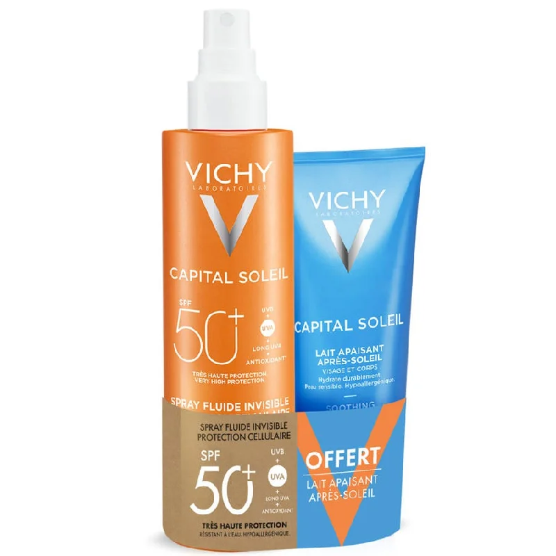 Vichy Capital Soleil Invisible Fluid Spray SPF50+ - 200ml (6,76fl oz) + After-Sun 100ml (3,38fl oz) OFF FREE 200ml (6,76fl oz)