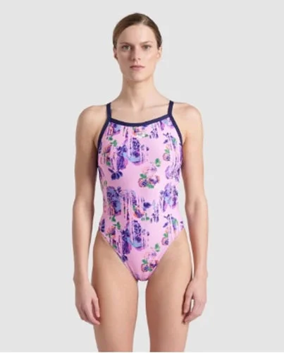 Women's Arena Rose Texture Swimsuit Xcross Back