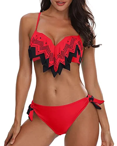 Push Up Womens Two Piece Bikini Set Sexy Underwire Bathing Sui-Red